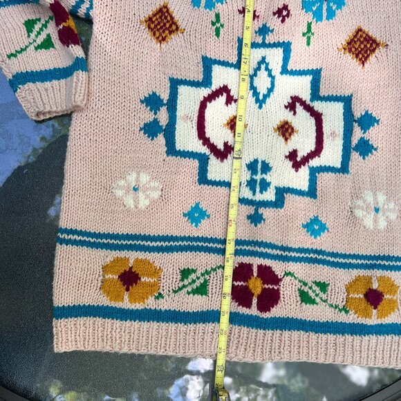 Vintage 90s Hand-Knit Southwestern Sweater – Chunky Cozy Knit - Picture 5 of 7